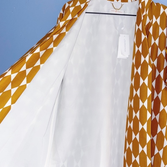 Tory Burch Haley Diamond Short Sleeve Silk Coat Size 6 - Picture 4 of 12